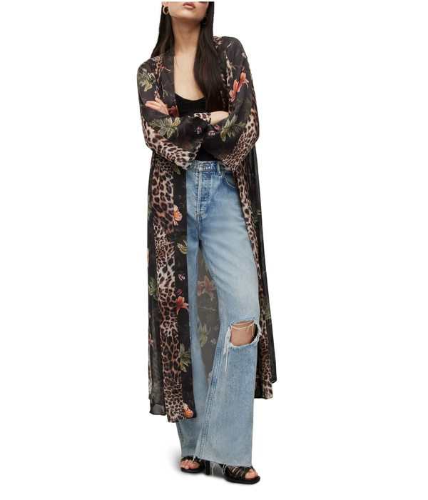 オールセインツ レディース シャツ トップス Elsa Viviana Kimono Black/Animal Br