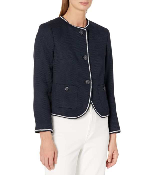 トミー ヒルフィガー レディース コート アウター Textured Button Front Jacket Midnightの通販は