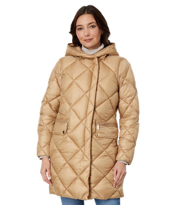 マイケルコース レディース コート アウター Hooded Long Quilt Puffer M426079C68 Khakiの通販は 17,005円