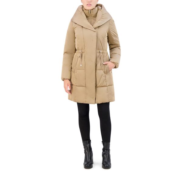コールハーン レディース コート アウター Shawled Hood Mineral Nylon Coat with Bib Platinumの通販は