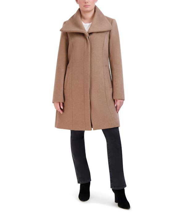 コールハーン レディース コート アウター Double Face Wool Button-Up Coat with Convertible Collar Camel