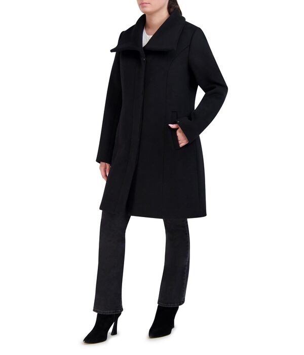 コールハーン レディース コート アウター Double Face Wool Button-Up Coat with Convertible Collar Black