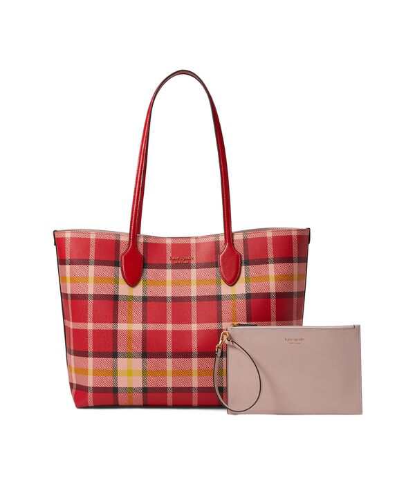 ケイトスペード レディース ハンドバッグ バッグ Bleecker Museum Plaid Printed PVC Large Tote Engine Red Mult