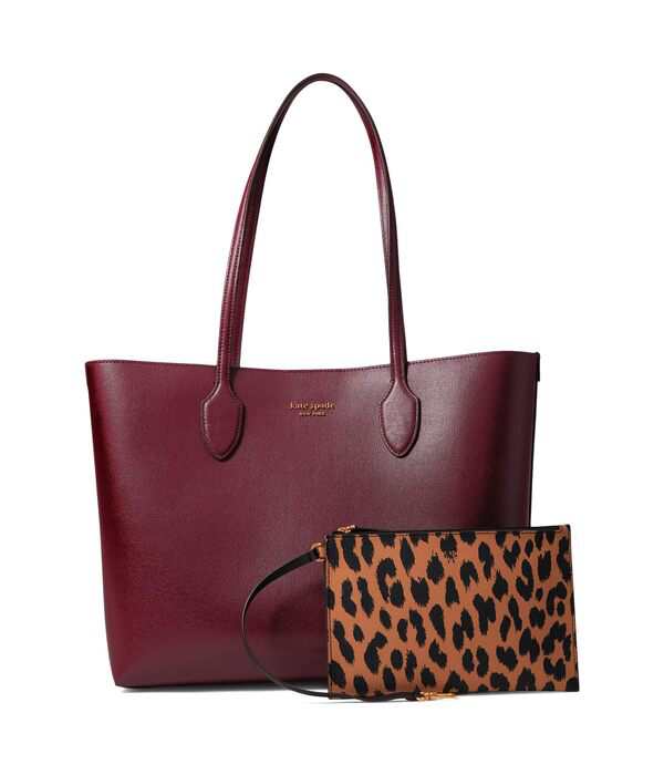 ケイトスペード レディース ハンドバッグ バッグ Bleecker Modern Leopard Interior Pop Printed Large Tote Cordovan