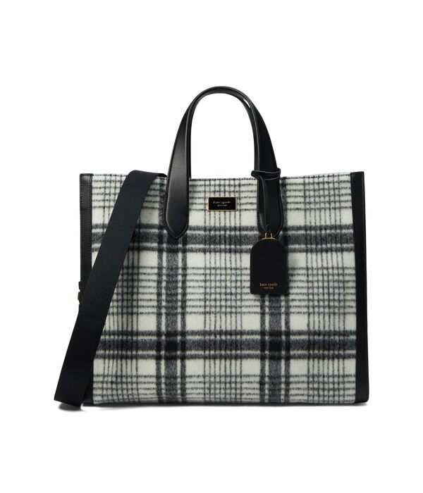 ケイトスペード レディース ハンドバッグ バッグ Manhattan Studio Plaid Fabric Large Tote French Cream Mu