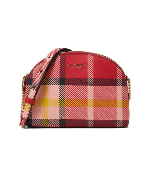 ケイトスペード レディース ハンドバッグ バッグ Morgan Museum Plaid Printed PVC Double Zip Dome Crossbody Red Multi