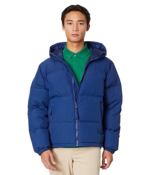 ラコステ メンズ コート アウター Hooded Puffer Jacket Midnight Blue