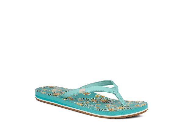 サヌーク レディース サンダル シューズ Yoga Joy Vintage Floral Aqua Splash