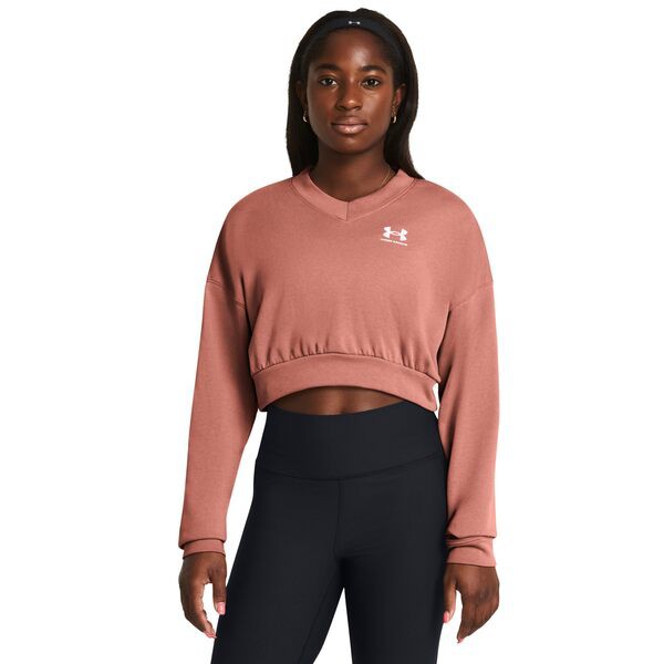 アンダーアーマー レディース パーカー・スウェット アウター Rival Terry Oversized Cropped Crew Canyon Pink/Whiの通販は