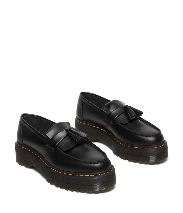 ドクターマーチン レディース スリッポン・ローファー シューズ Adrian Quad Leather Platform Loafers Black Smooth