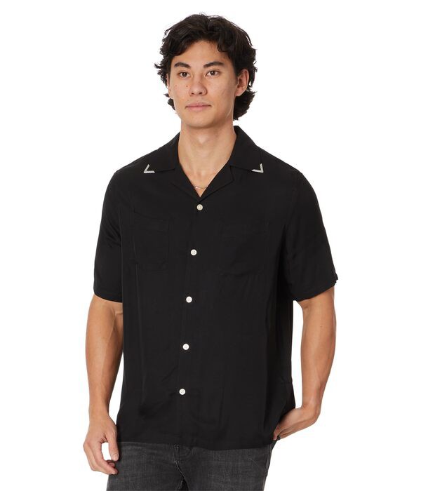 オールセインツ メンズ シャツ トップス Runaway Short Sleeve Shirt Jet Black