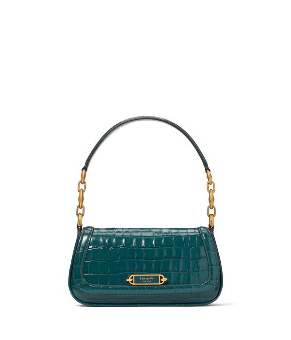 ケイトスペード レディース ハンドバッグ バッグ Gramercy Croc Embossed Leather Small Flap Shoulder Bag Artesian Greenの通販は