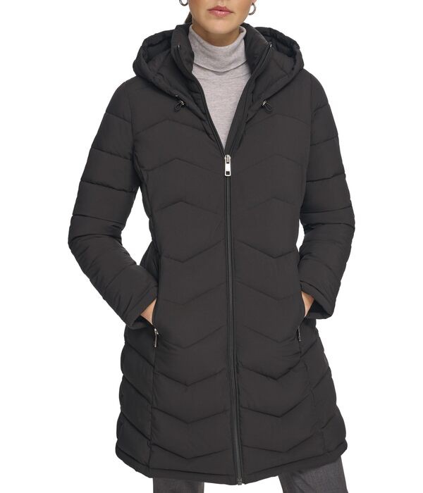 カルバンクライン レディース コート アウター Bibbed Walker Puffer Black