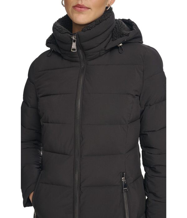 カルバンクライン レディース コート アウター Faux Sherpa Puffer Black