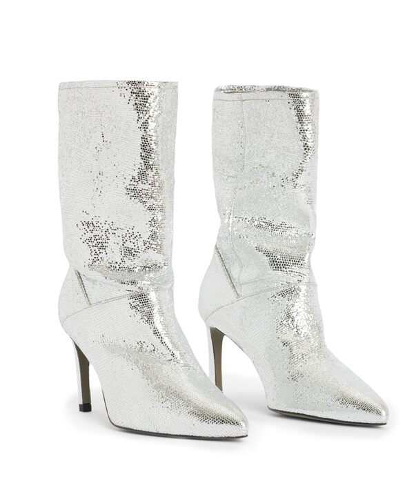 オールセインツ レディース ブーツ・レインブーツ シューズ Orlana Shimmer Boots Metallic Silver