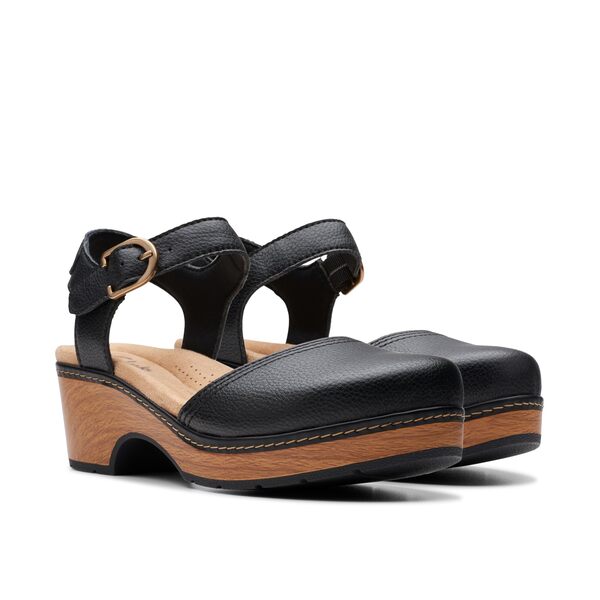 クラークス レディース ヒール シューズ Paizlee Bay Black Leather