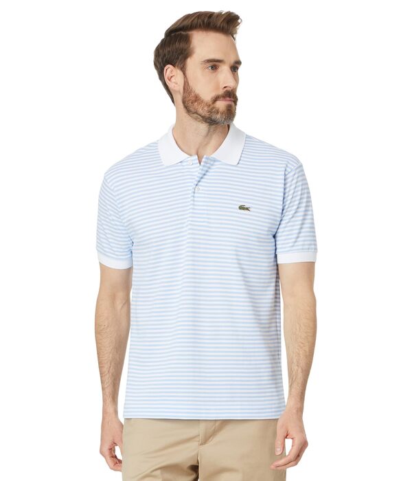 ラコステ メンズ シャツ トップス Short Sleeve Classic Fit Stripped Polo Shirt White/Overviewの通販は