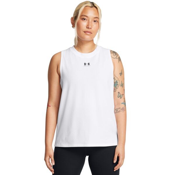 アンダーアーマー レディース シャツ トップス Campus Muscle Tank Top White/Blackの通販は