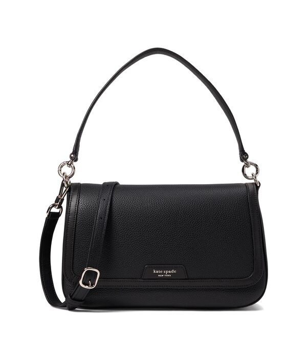 ケイトスペード レディース ハンドバッグ バッグ Hudson Pebbled Leather Flap Shoulder Bag Black