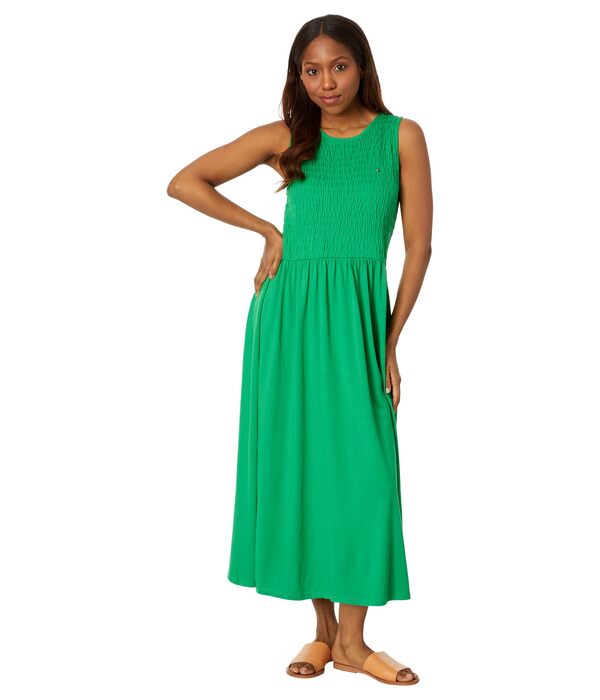トミー ヒルフィガー レディース ワンピース トップス Sleeveless Smocked Dress Fern