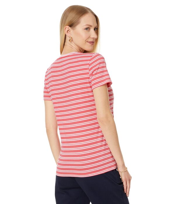 トミー ヒルフィガー レディース シャツ トップス Double Stripe Vneck Tee Sherbet Comboの通販は