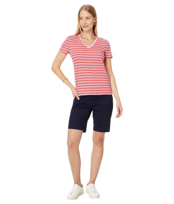 トミー ヒルフィガー レディース シャツ トップス Double Stripe Vneck Tee Sherbet Comboの通販は
