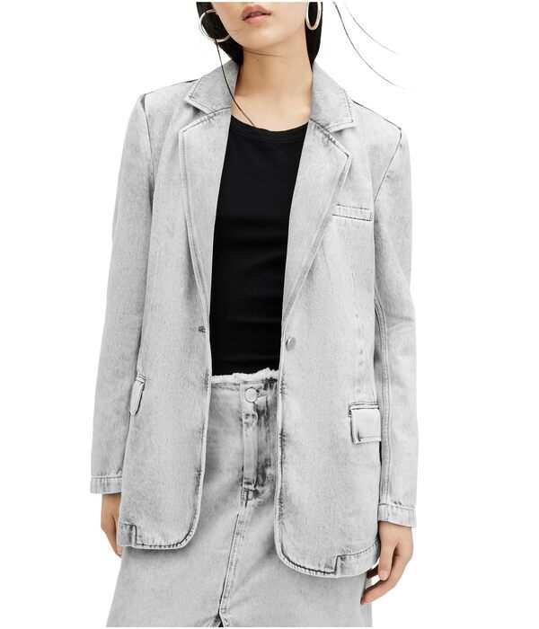 オールセインツ レディース ジャケット・ブルゾン アウター Ever Denim Blazer Snow Grey