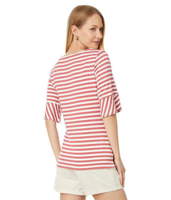 トミー ヒルフィガー レディース シャツ トップス Striped Top With Flare Sleeve Mineral Red/Ivoの通販は