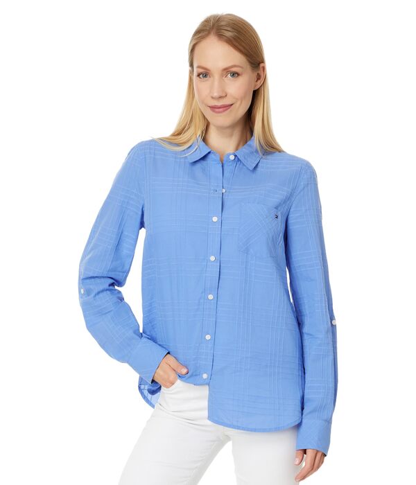 トミー ヒルフィガー レディース シャツ トップス Plaid Dobby Roll Tab French Blueの通販は 16,980円