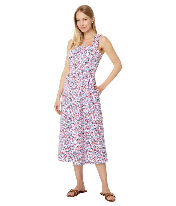 トミー ヒルフィガー レディース ワンピース トップス Floral Smocked Midi Dress Bright White/Sc