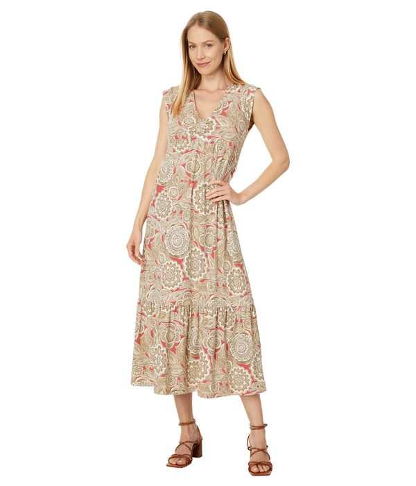 トミー ヒルフィガー レディース ワンピース トップス Floral Tiered Midi Dress Mineral Red/Kha