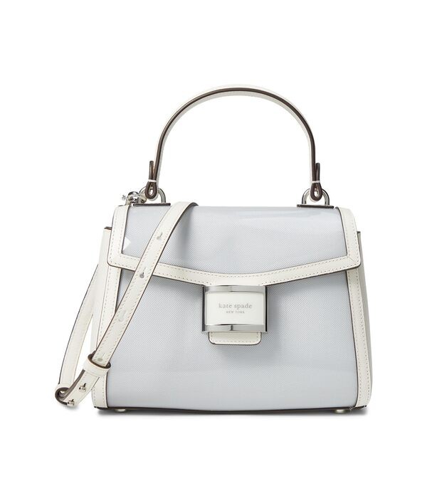 ケイトスペード レディース ハンドバッグ バッグ Knott Colorblocked Pebbled Leather Medium Zip Top Satchel Light Cream