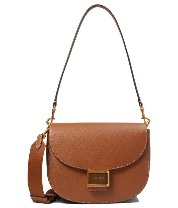 ケイトスペード レディース ハンドバッグ バッグ Katy Textured Leather Convertible Saddle Bag Allspice Cake