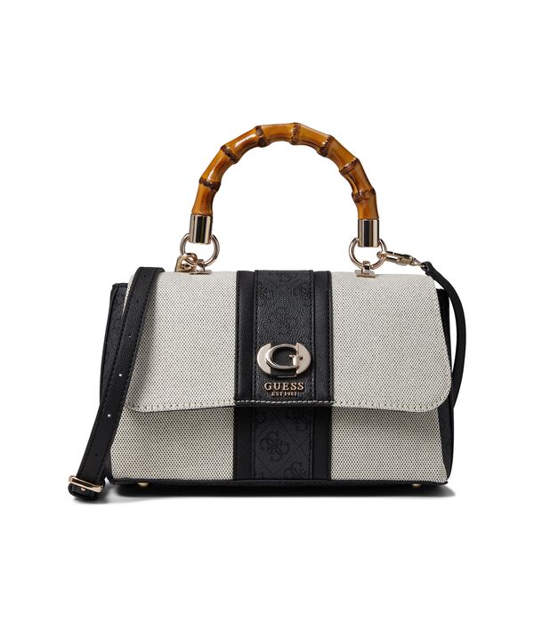 ゲス レディース ハンドバッグ バッグ Kerima Bamboo Top Handle Flap Natural/Coal Loの通販は 33,800円