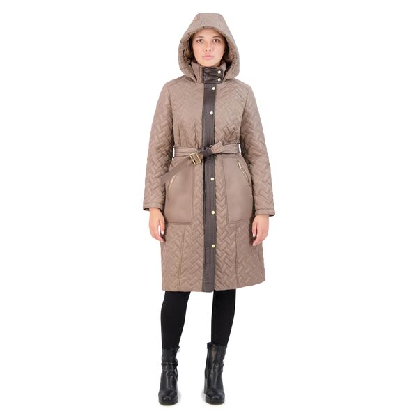 コールハーン レディース コート アウター Hooded Long Belted Coat Cashew