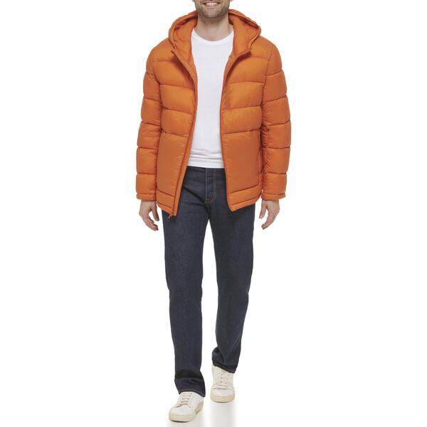 コールハーン メンズ コート アウター Hooded Nylon Jacket Burnt Orange