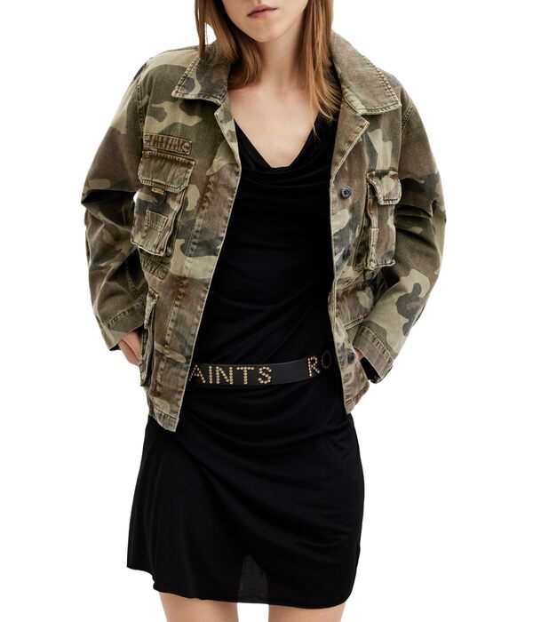 オールセインツ レディース コート アウター Elm Camo Jacket Camo Green