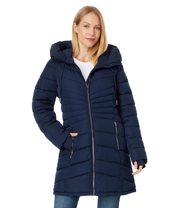 マイケルコース レディース コート アウター Zip Front Light Weight Puffer M426607BZ Midnight Blue