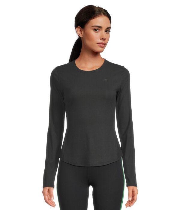 ニューバランス レディース シャツ トップス Micro-Rib Long Sleeve Blackの通販は