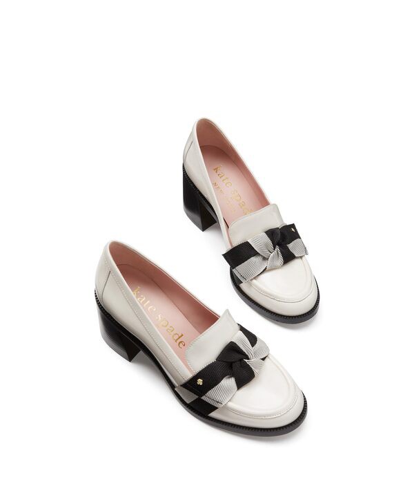 ケイトスペード レディース ヒール シューズ Leandra Heeled Loafer Cream/ Black Mu