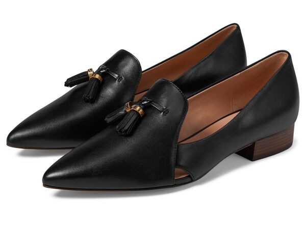 コールハーン レディース スリッポン・ローファー シューズ Vanya Tassel Flat Black Leather