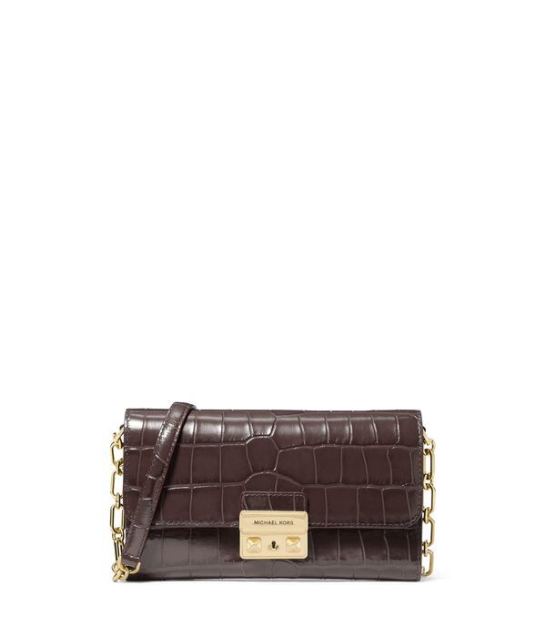 マイケルコース レディース ハンドバッグ バッグ Tribeca Large Wallet On A Chain Crossbody Chocolate