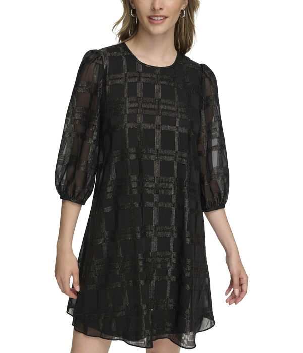 カルバンクライン レディース ワンピース トップス Glitter Chiffon Dress Black