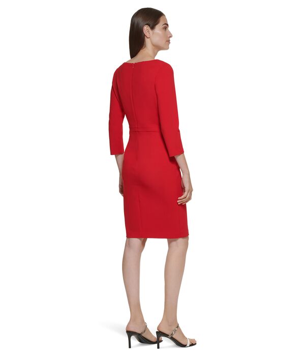 カルバンクライン レディース ワンピース トップス Bow Neck Sheath Red