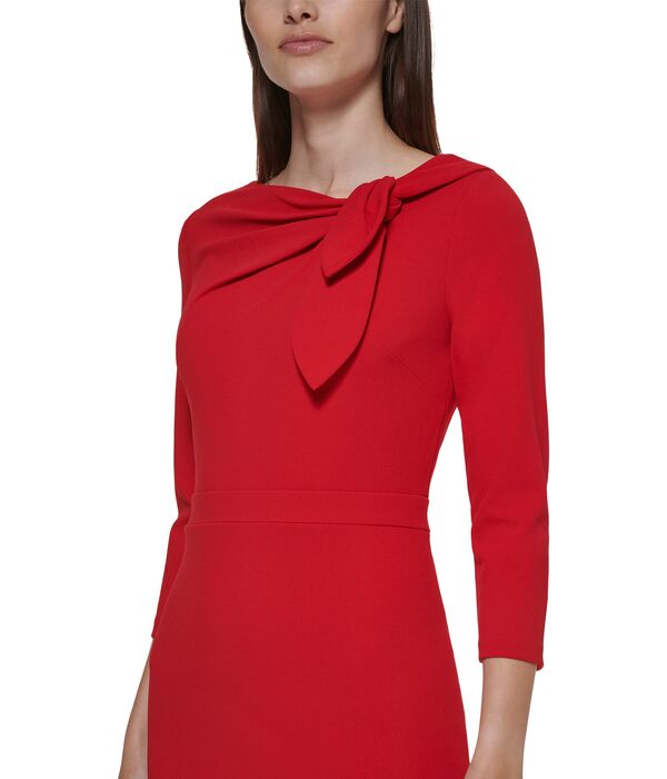 カルバンクライン レディース ワンピース トップス Bow Neck Sheath Red