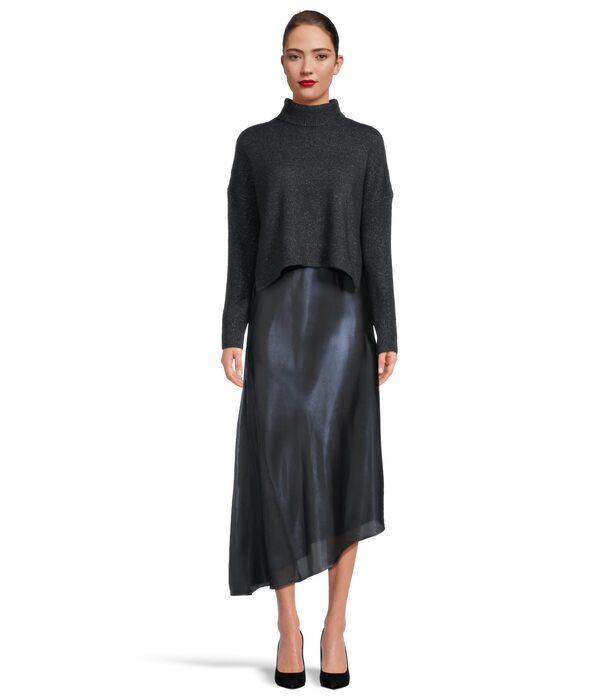 BCBG MAXAZRIA】華やかさ際立つパフスリーブソリッドドレス