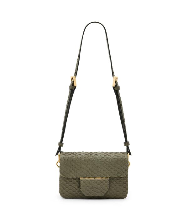 オールセインツ レディース ハンドバッグ バッグ Jupiter Snake Xbody Military Green