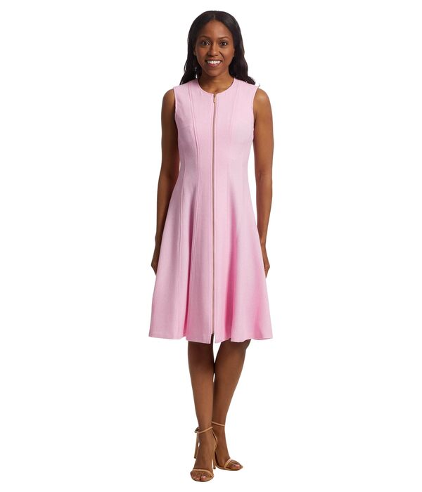 カルバンクライン レディース ワンピース トップス Zipper Front Aline Dress Azalea/Cream