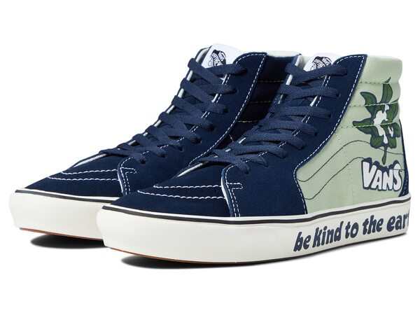 バンズ メンズ スニーカー シューズ ComfyCush SK8-Hi (Looper) Dress Blues/Celadon Green