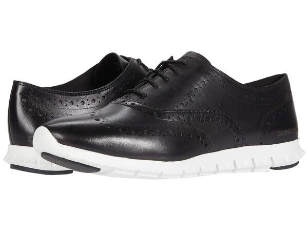 コールハーン レディース オックスフォード シューズ Zerogrand Wing Oxford Closed Hole Black Leather/Optic White